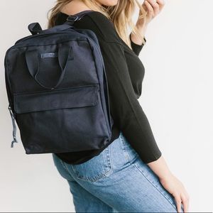 Storq carryall black canvas backpack diaper bag